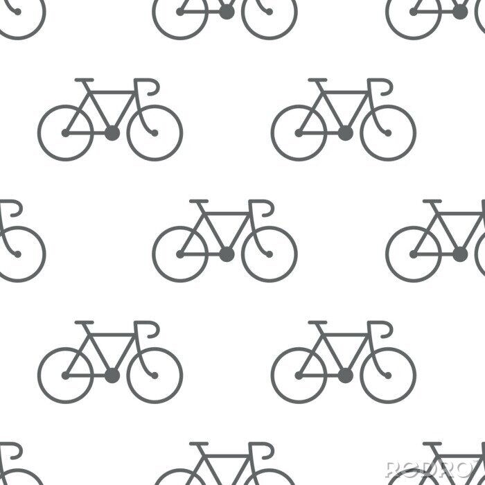 Behang Het naadloze patroon van fietspictogrammen op witte achtergrond