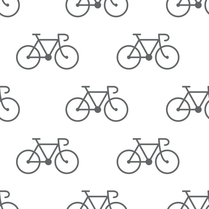 Behang Het naadloze patroon van fietspictogrammen op witte achtergrond