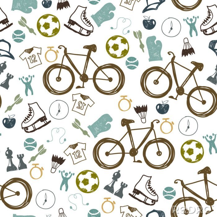 Behang Hipster sport fiets naadloos patroon