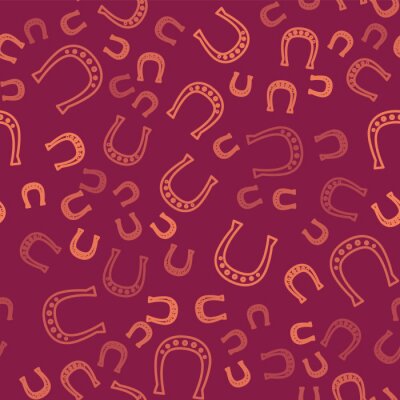 Behang Hoefijzers op een kastanjebruine achtergrond