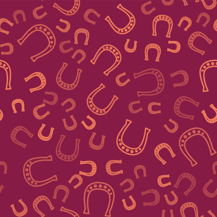 Behang Hoefijzers op een kastanjebruine achtergrond