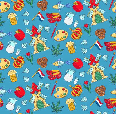 Behang Holland Netherlands seamless vector pattern