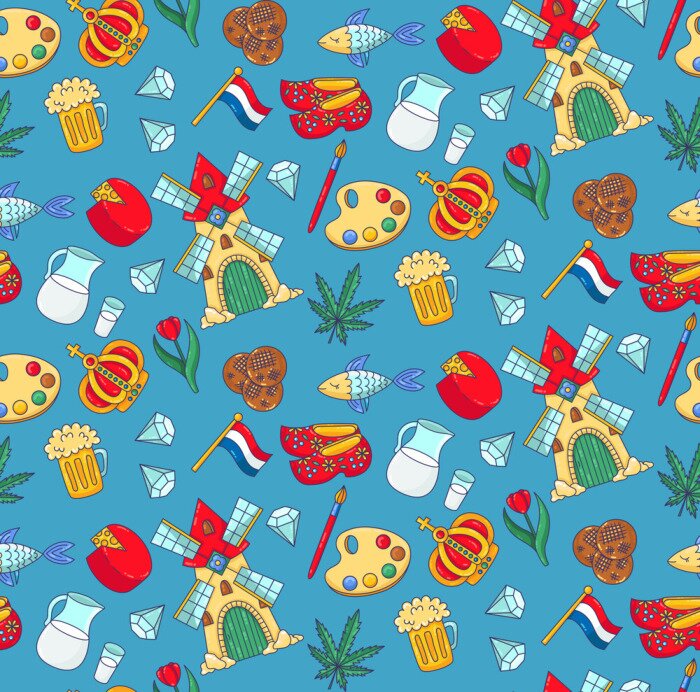Behang Holland Netherlands seamless vector pattern