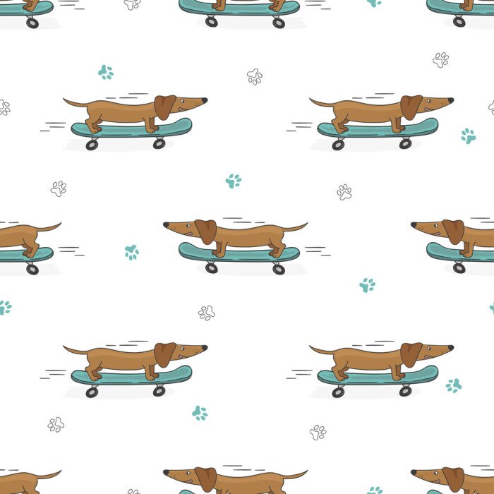 Behang Honden die op een skateboard rijden