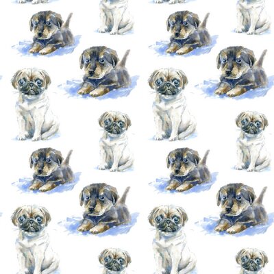 Behang Honden geschetst met potlood