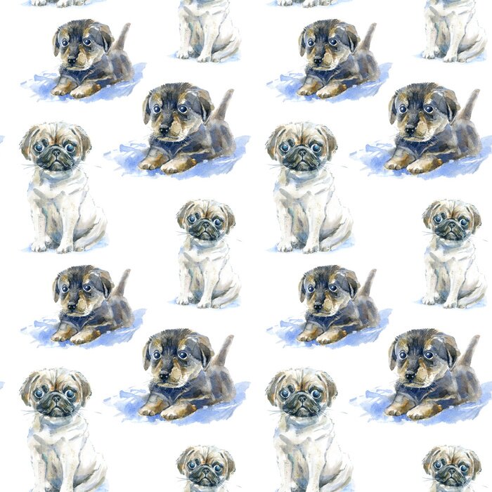 Behang Honden geschetst met potlood