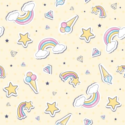 Behang IJssterren en diamanten op een roze achtergrond