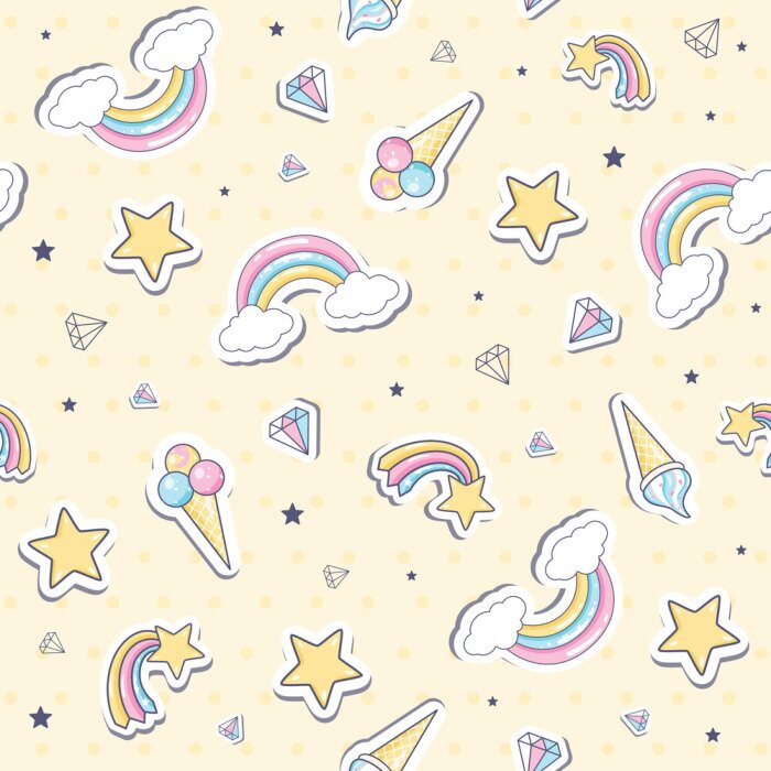 Behang IJssterren en diamanten op een roze achtergrond