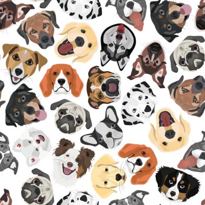 Behang Illustratie naadloze Patroon Honden