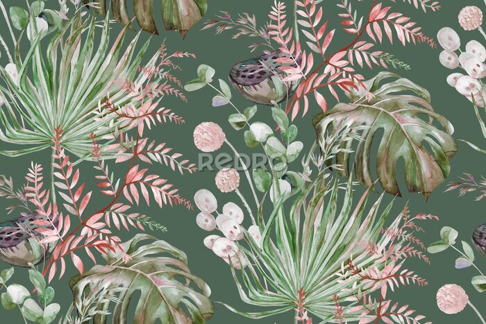 Behang In een exotisch struikgewas