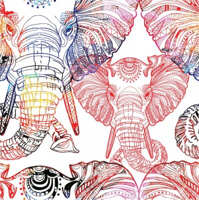 Behang Indiase kleurrijke olifanten