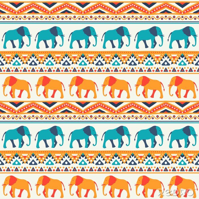 Behang Indiase patroon olifanten