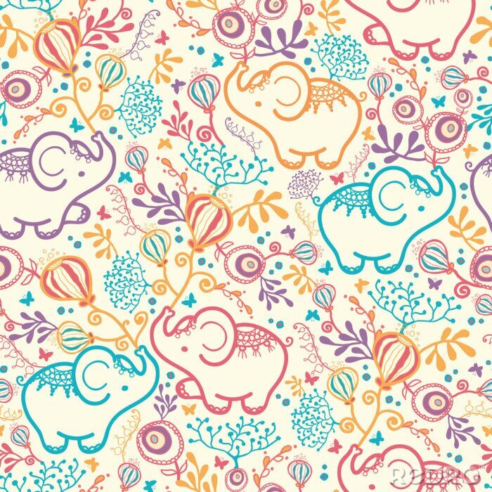 Behang Indische olifant patroon