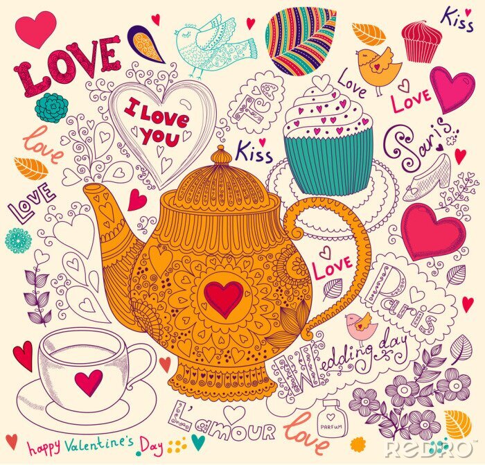 Behang Indrukwekkende compositie van vrolijke regenboogmotieven