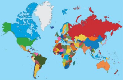 Ingekleurde wereldkaart