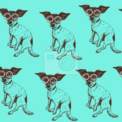 Behang Jack russell honden op een blauwe achtergrond