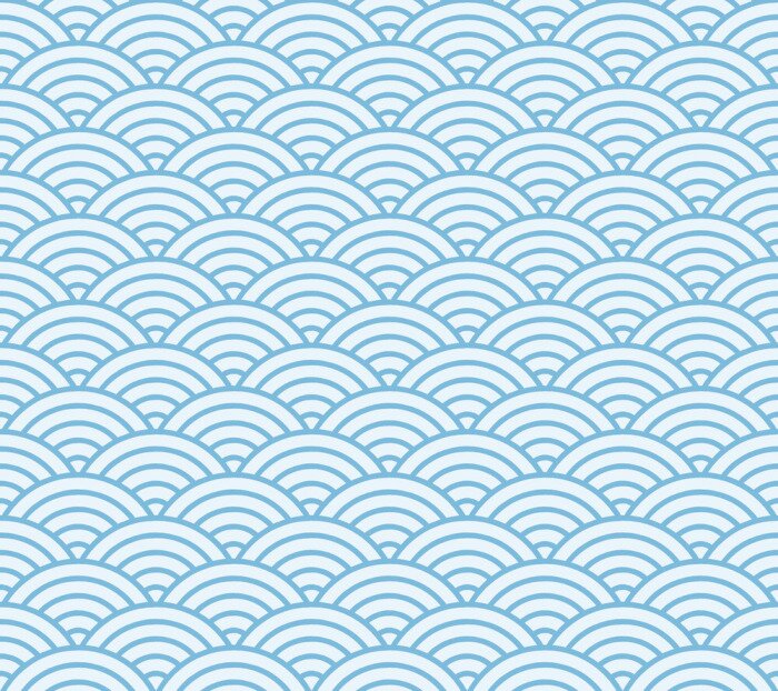 Behang Japanse blauwe symmetrische golven