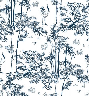 Behang Japanse kranen