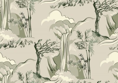 Behang Japanse watervallen