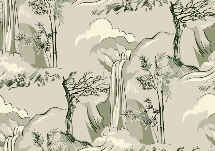 Behang Japanse watervallen