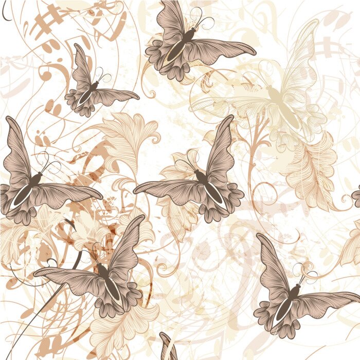 Behang Jeugd shabby chic vlinders