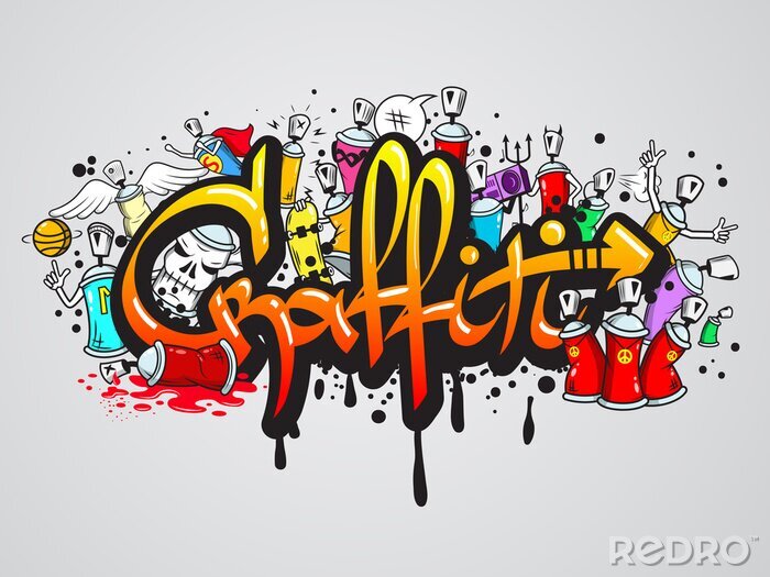 Behang Jeugdige kleurrijke graffiti