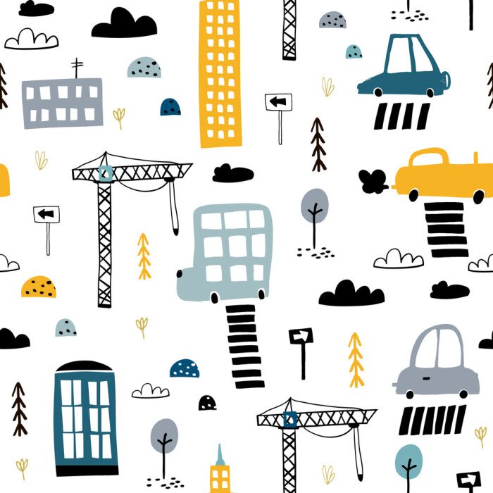 Behang Jongensachtig stadsthema