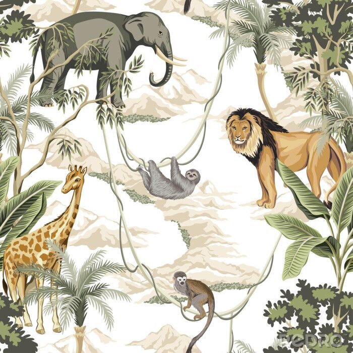 Behang Jungle dieren in afbeelding