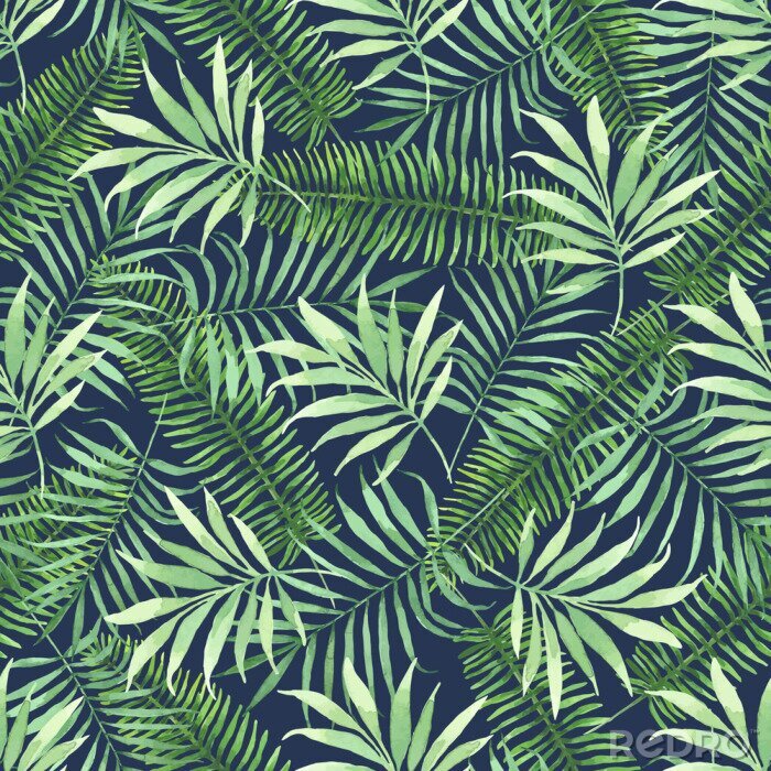 Behang Jungle motief op blauwe achtergrond