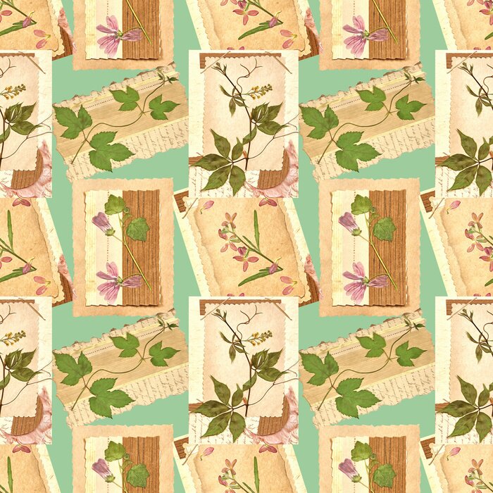 Behang Kaasjeskruid plant op oude vintage kaarten