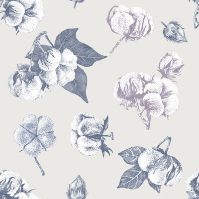 Behang Katoenen bloemen