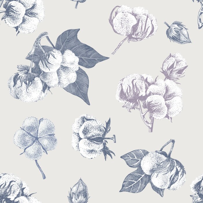 Behang Katoenen bloemen