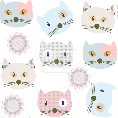 Behang Katten Dragen de Patchwork