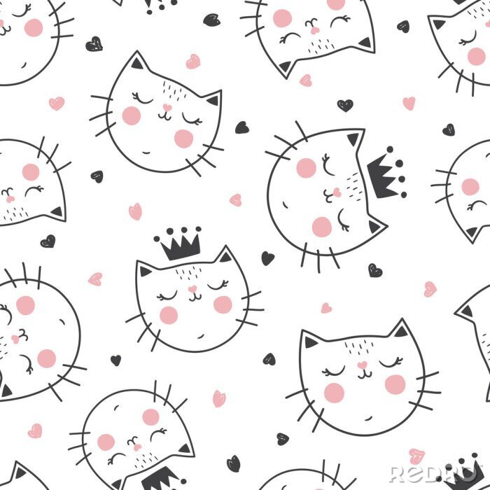 Behang Katten in kronen