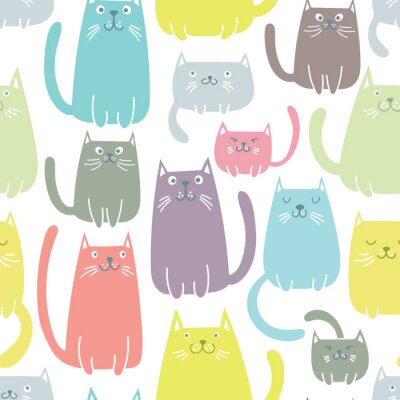 Behang Katten naadloze vector patroon