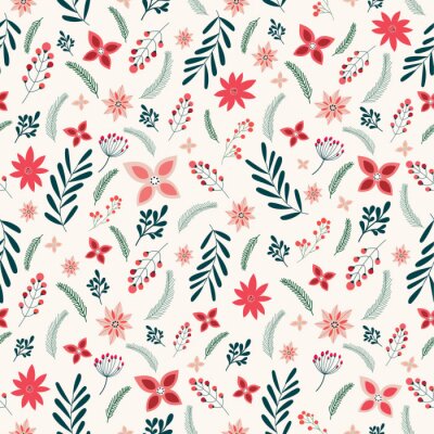 Behang Kerst patroon met decoratieve elementen