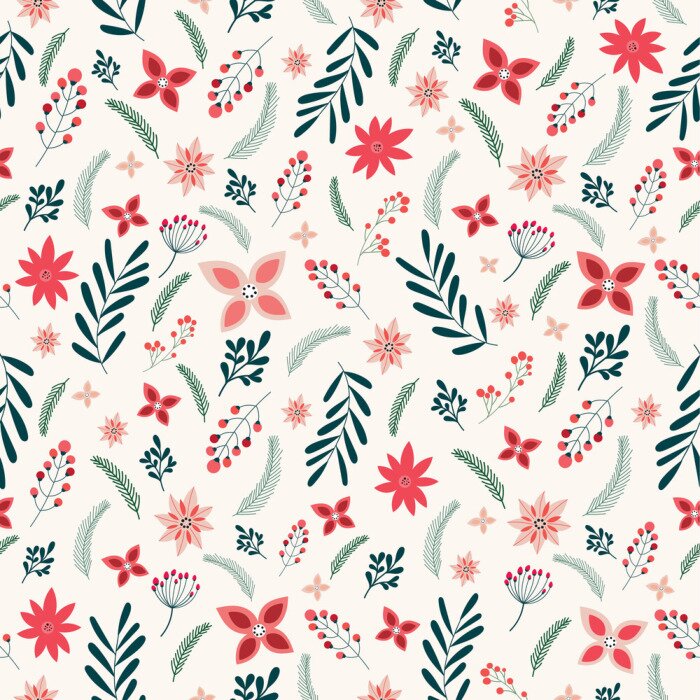 Behang Kerst patroon met decoratieve elementen