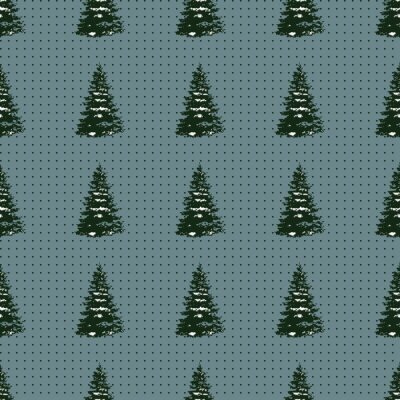 Behang Kerstbomen bedekt met sneeuw