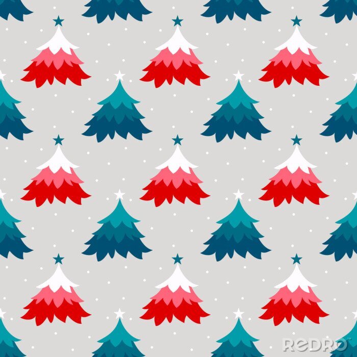 Behang Kerstbomen in het winterbos