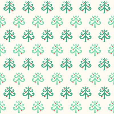 Behang Kerstbomen op een beige achtergrond