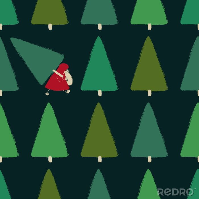 Behang Kerstman in het groene woud