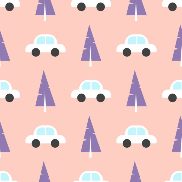 Behang Kids background pattern machine and tree