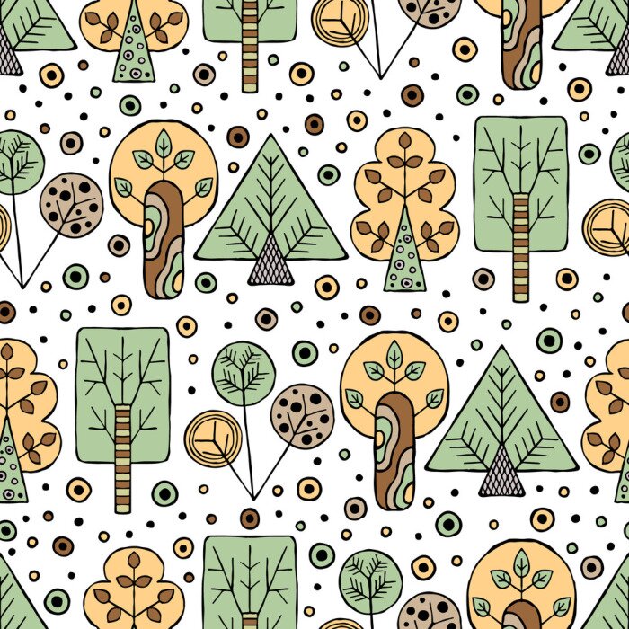 Behang Kinderbomen op een witte achtergrond