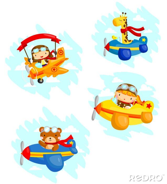 Behang Kinderen en huisdieren in vliegtuigen