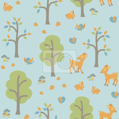 Behang Kinderpatroon met dieren in het bos
