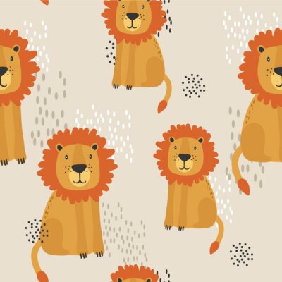 Behang Kinderpatroon met leeuwen