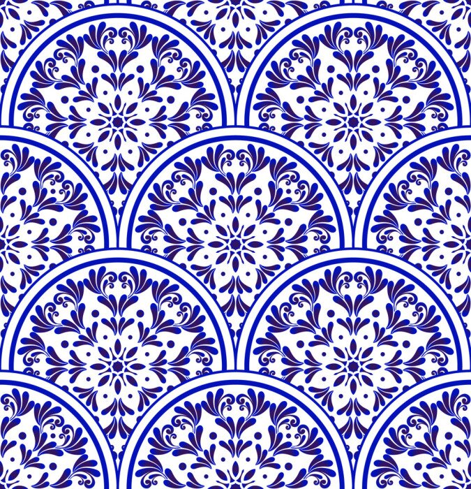 Behang Klassiek porseleinpatroon