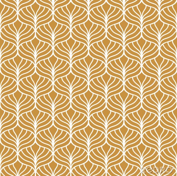 Behang Klassieke gouden bladeren art deco naadloze patroon. Geometrische stijlvolle sieraad. Vector antieke textuur.