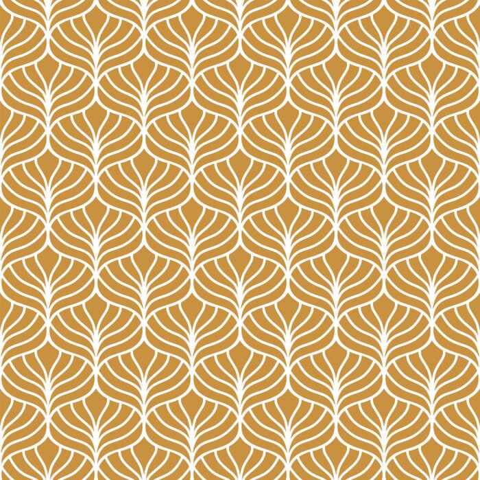Behang Klassieke gouden bladeren art deco naadloze patroon. Geometrische stijlvolle sieraad. Vector antieke textuur.