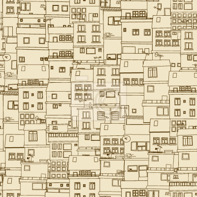 Behang Klein deel van de stad zwart-wit